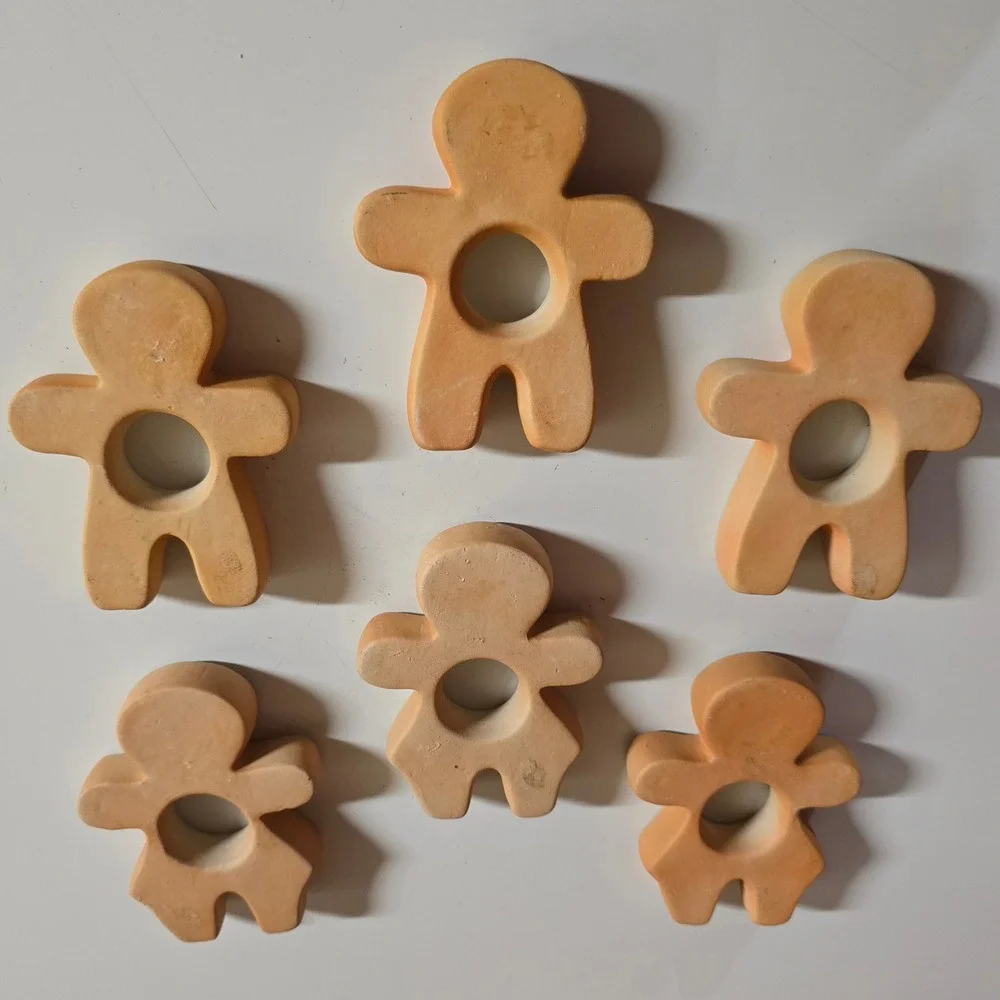 Vintage Gingerbread Napkin Rings Set of 6 Ceramic Christmas Table Decor